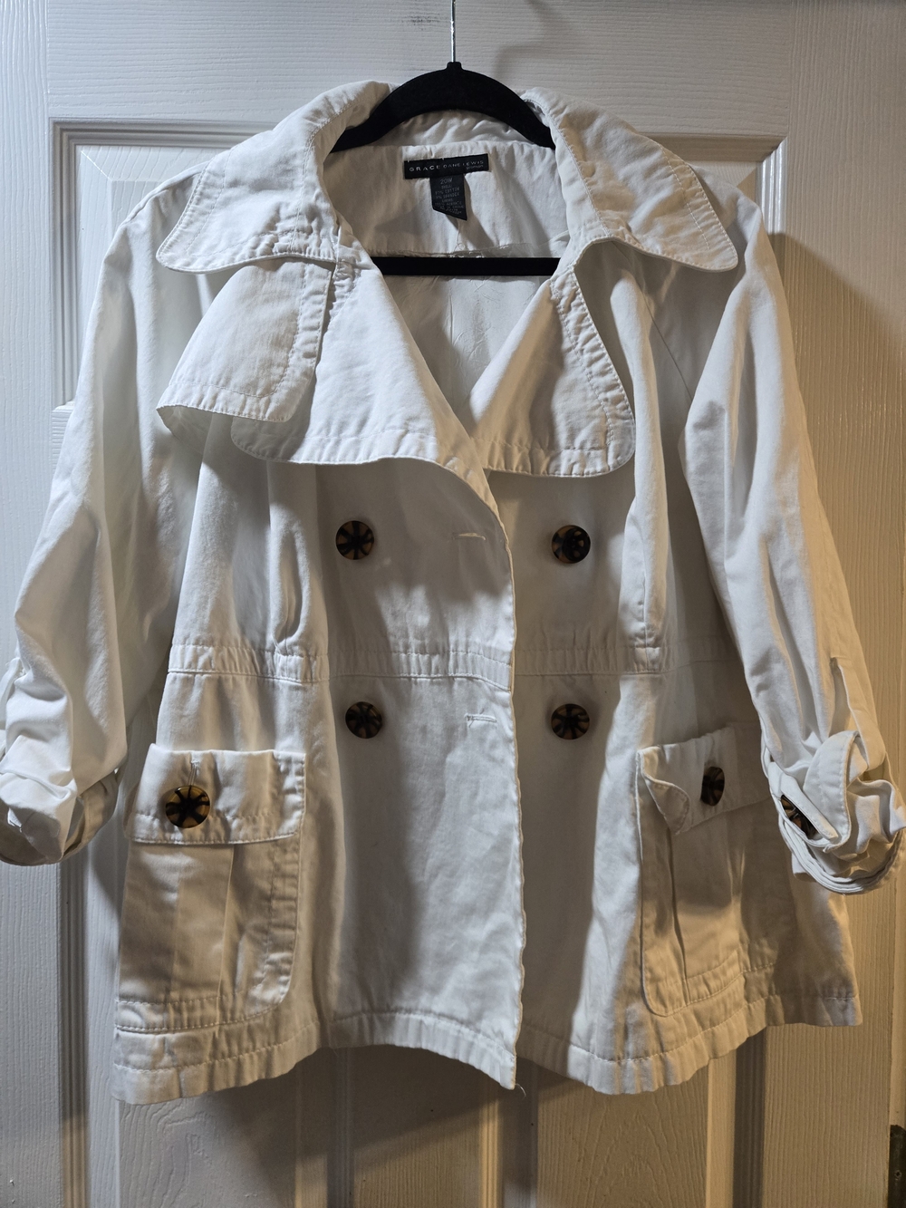 Grace Dane Lewis White Double-Breasted Trench Jacket by Banana Republic